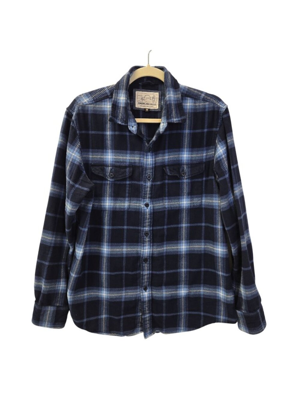 American Eagle Plaid Flannel Button Down Shirt Size Medium